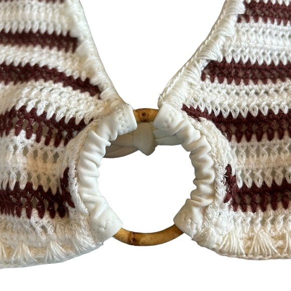 Aerie crochet bikini halter top with ties/ring detail NWT Women’s Medium - Picture 2 of 7